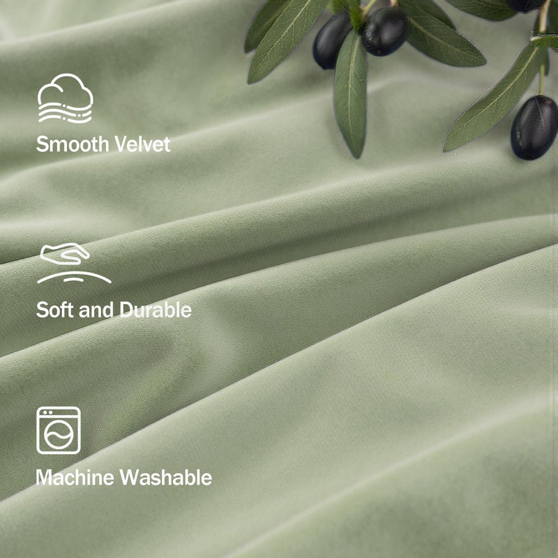 Pitalk Sage Green Velvet Curtains for Bedroom 84 Inch Length 2 Panels Set Thick Privacy Thermal Insulated Dark Out Room Darkening Light Sage Boho Curtain Drape for Living Room Luxury 84 Long Back Tab Pocket - Image 2