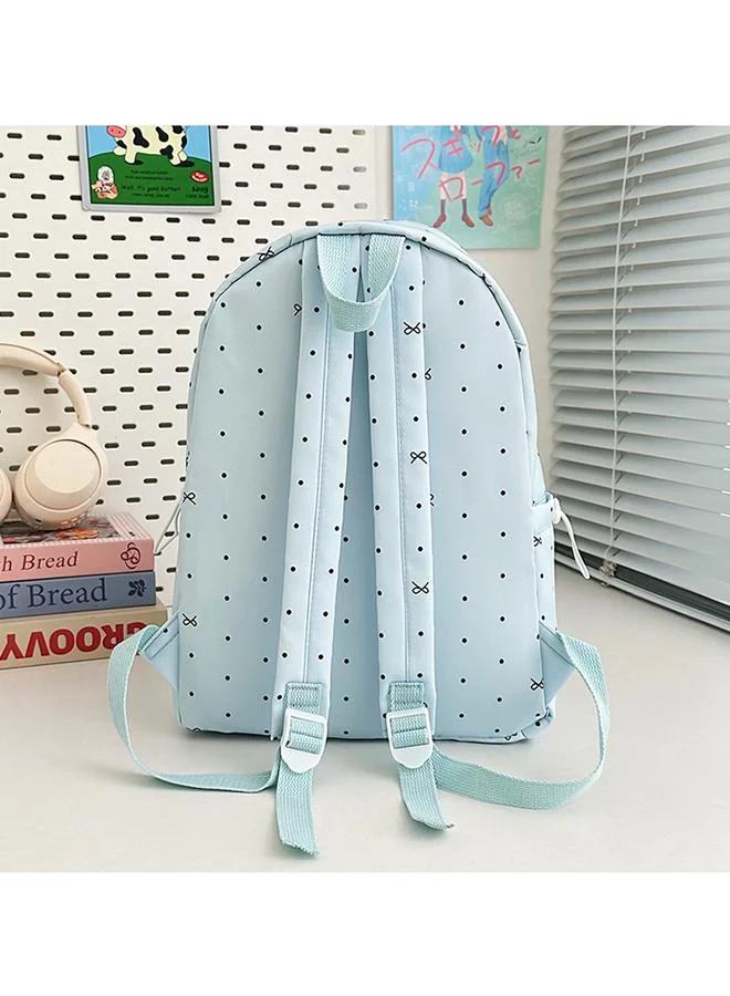 Take Two Light Blue Polka Dot Nylon Backpack with Zip Closure