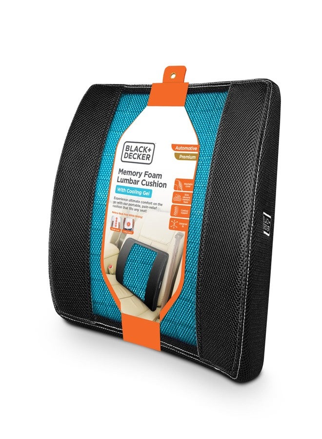 BLACK+DECKER وسادة الظهر من BLACK+DECKER مع هلام التبريد - وسادة سفر داعمة للظهر بتصميم مريح مع شبكة تهوية، حزام قابل للتعديل، رغوة ذاكرة ببطء، غطاء قابل للغسل - Image 1