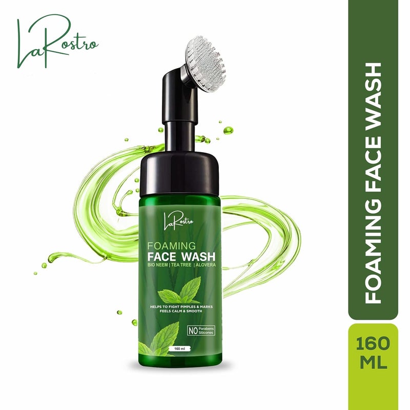 La Rostro Foaming Face Wash I Bio Neem I Tea Tree I Aloe Vera Foaming Face Wash With BuiltIn Face Brush Acne Face Wash No Parabens Silicon 160ml Pack of 2 - Image 2