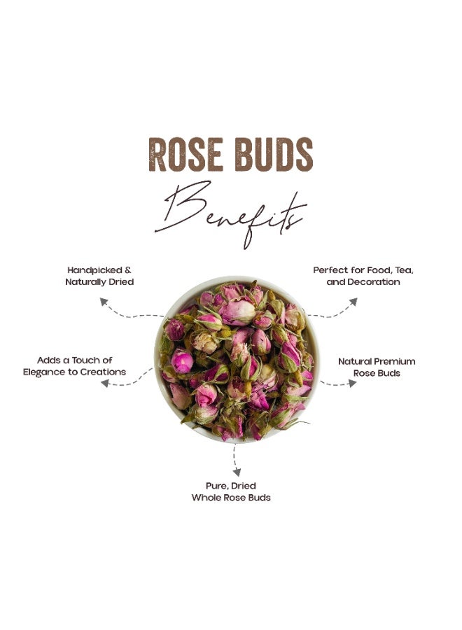 OGOC Premium Dried Red Rose Buds | Natural Whole Rosebuds for Tea, Potpourri, Skincare & Decoration | Rich Floral Aroma - Image 2