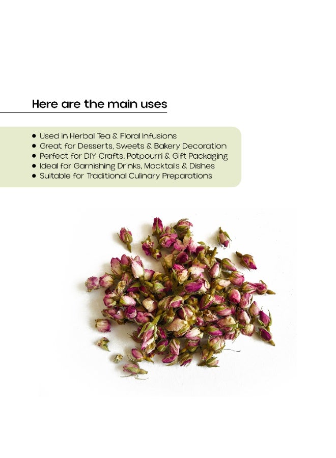 OGOC Premium Dried Red Rose Buds | Natural Whole Rosebuds for Tea, Potpourri, Skincare & Decoration | Rich Floral Aroma - Image 3