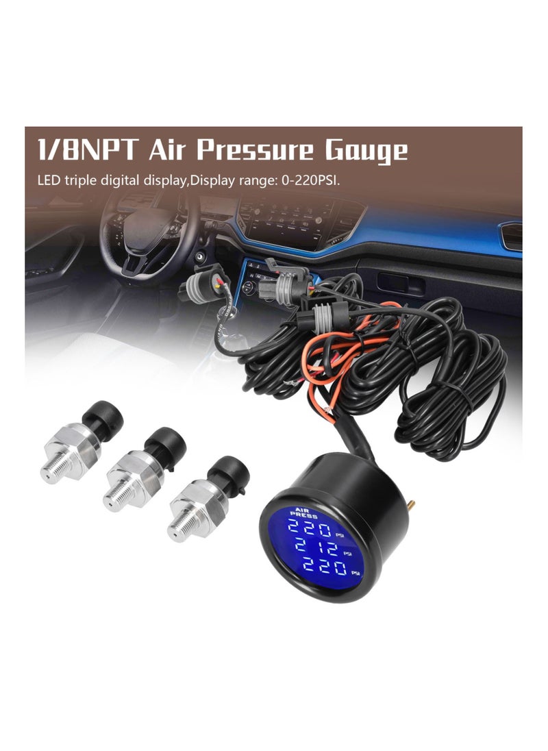 Generic Triple Display Air Pressure Guage LED Digital Air Suspension Gauge  - Image 3