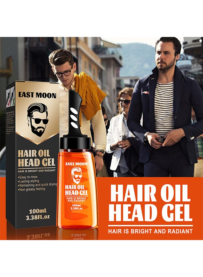 East Moon Men Hair Oil Head Gel, 2 In 1 Hair Wax Gel With Comb Long Lasting Fluffy Hair Men's Hair Styling Gel Tool Hair Wax Gel With Comb For Long-Lasting Hold, 100ML - Image 2