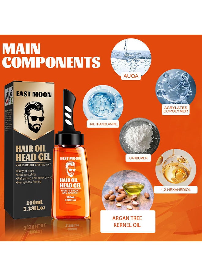 East Moon Men Hair Oil Head Gel, 2 In 1 Hair Wax Gel With Comb Long Lasting Fluffy Hair Men's Hair Styling Gel Tool Hair Wax Gel With Comb For Long-Lasting Hold, 100ML - Image 3