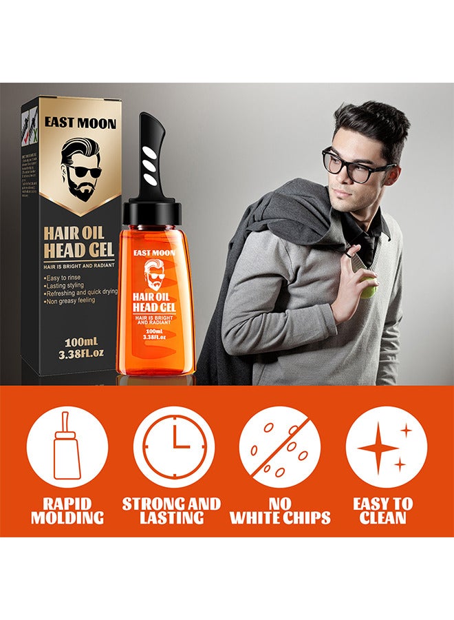 East Moon Men Hair Oil Head Gel, 2 In 1 Hair Wax Gel With Comb Long Lasting Fluffy Hair Men's Hair Styling Gel Tool Hair Wax Gel With Comb For Long-Lasting Hold, 100ML - Image 5