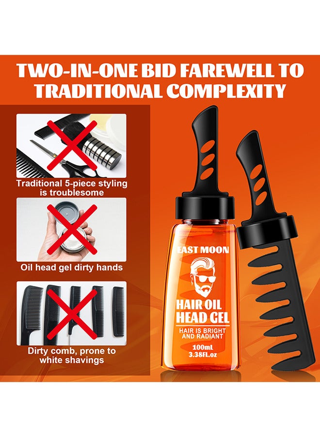 East Moon Men Hair Oil Head Gel, 2 In 1 Hair Wax Gel With Comb Long Lasting Fluffy Hair Men's Hair Styling Gel Tool Hair Wax Gel With Comb For Long-Lasting Hold, 100ML - Image 4