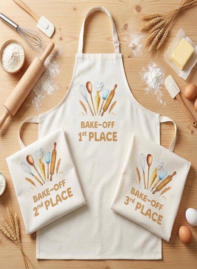 Toulite 3 Pcs Baker off Canvas Apron 1st, 2nd, 3rd Place Cooking Gifts for Food Cook Contest Competition Party Supplies 29.5 x 23.6 Inch - Image 4