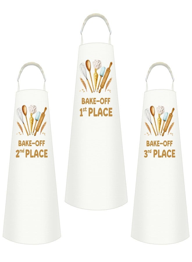 Toulite 3 Pcs Baker off Canvas Apron 1st, 2nd, 3rd Place Cooking Gifts for Food Cook Contest Competition Party Supplies 29.5 x 23.6 Inch - Image 1
