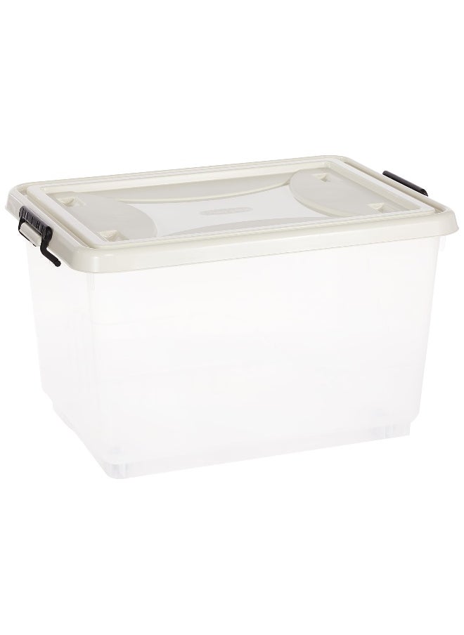 Cosmoplast 55L Clear Plastic Storage Set of 2 Box with Wheels & Lockable Lid  - Image 1