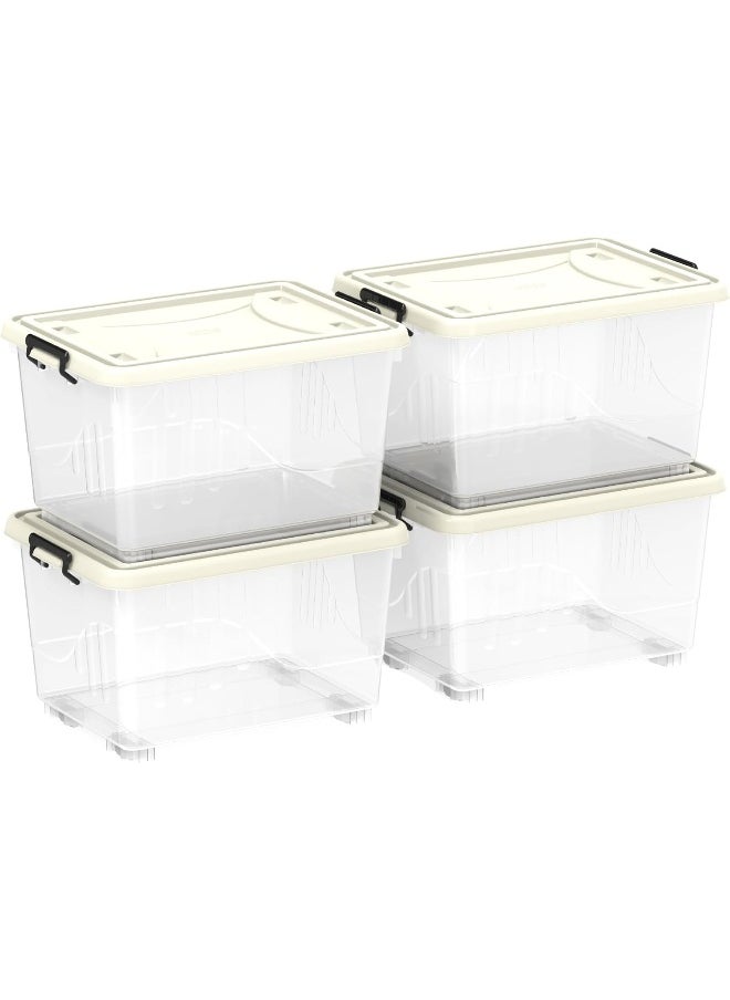 Cosmoplast 55L Clear Plastic Storage Set of 2 Box with Wheels & Lockable Lid  - Image 3