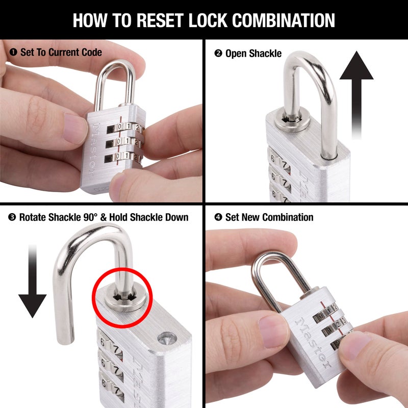 Master Lock 630D Set Your Own Combination Lock, Aluminum, 1-3/16 in. Wide - Image 5