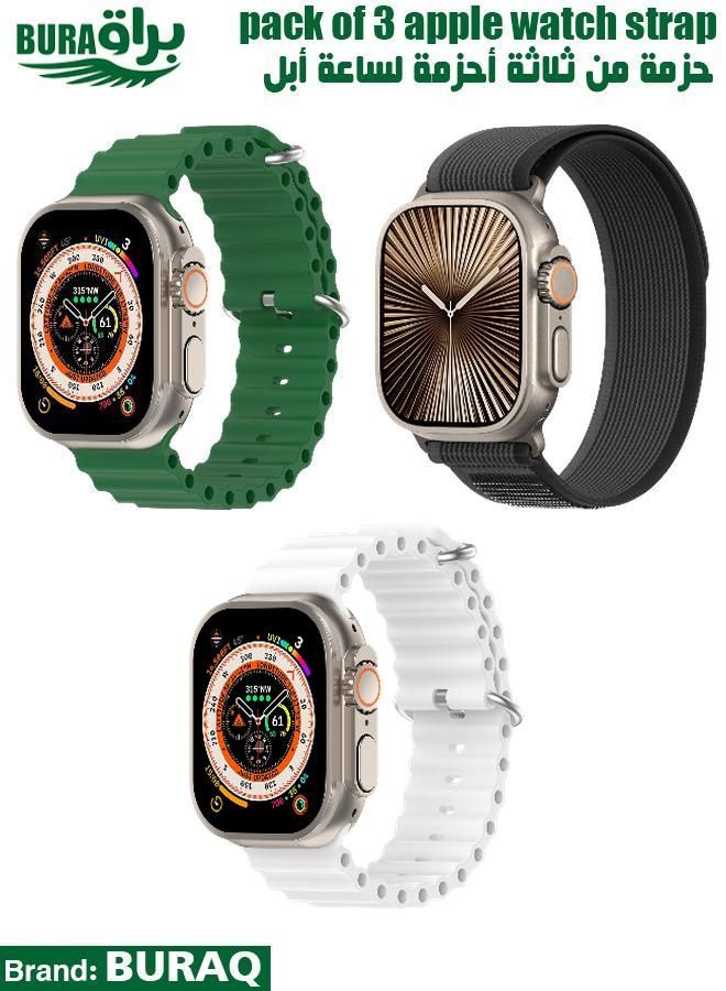BURAQ Apple Watch Band Strap For Apple Watch Ultra 2/Ultra 49mm, Series 10 46mm, 9/8/7 45mm, SE2/SE/6/5/4 44mm, 3/2/1 42mm