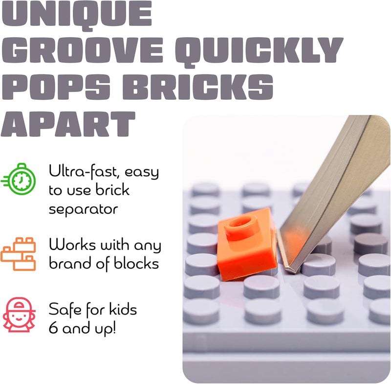 Brick Popper أداة الفاصل - أسرع أداة لإزالة الطوب في العالم للأطفال والبالغين، هدايا للأعمار من 6 سنوات وما فوق، أداة مناسبة للتخزين (برتقالي) - Image 3