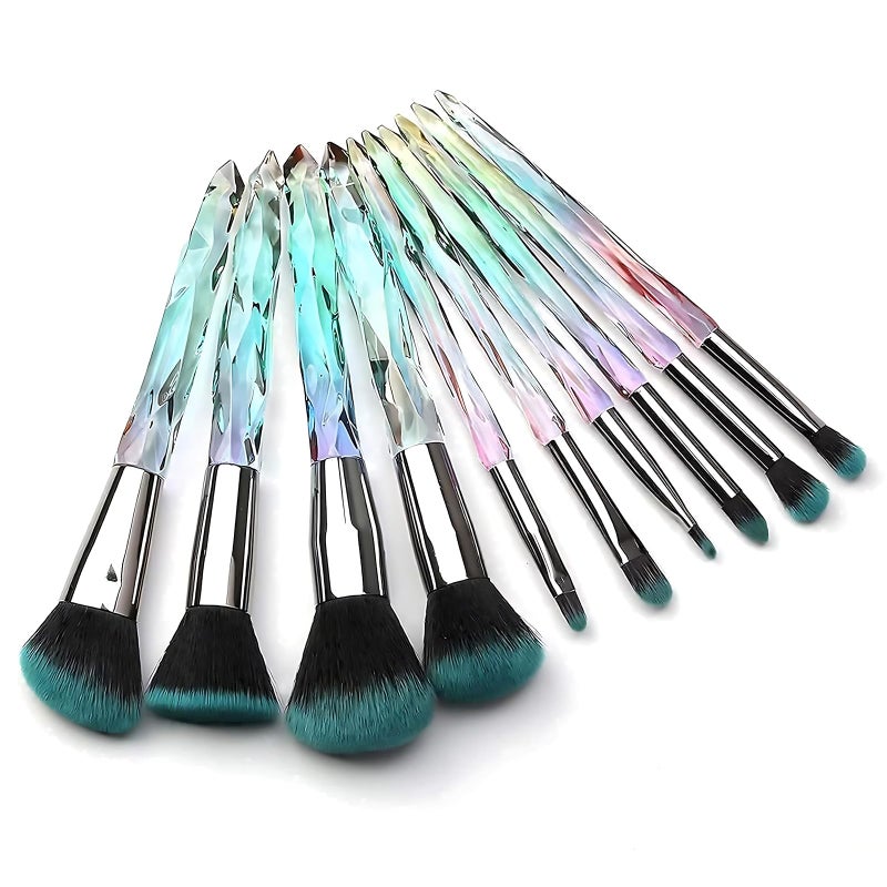 Kingtree Makeup Brushes Set 10PCS Crystal Makeup Brushes Premium Synthetic Powder Foundation Concealer Eye Shadow Brush Professional Face Eye Make Up Brushes for Girls Women