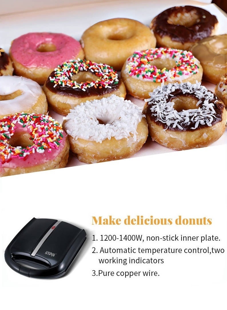 Winning Star Mini Donut Maker Machine for Home, 1400W Double-Sided Heating Makes 16 Doughnuts with Non-Stick Surface for Kid Breakfast, Snacks, Desserts - Image 2