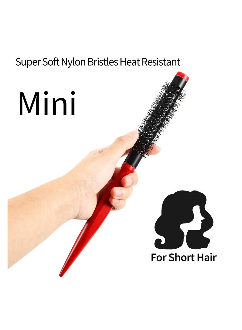 SOLARAE Mini Round Hair Brush, 4 Pcs Conical Handle Blowout Aluminum Nylon Hair Round Barrel Hair Brush with Nylon Pins, Best Roller Hairbrush for Blow Drying, Curling & Straightening - Image 3