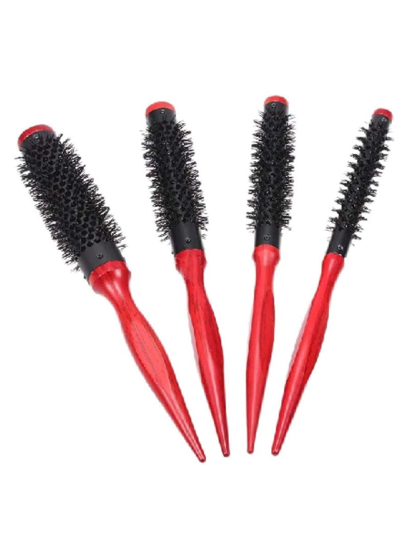 SOLARAE Mini Round Hair Brush, 4 Pcs Conical Handle Blowout Aluminum Nylon Hair Round Barrel Hair Brush with Nylon Pins, Best Roller Hairbrush for Blow Drying, Curling & Straightening - Image 1