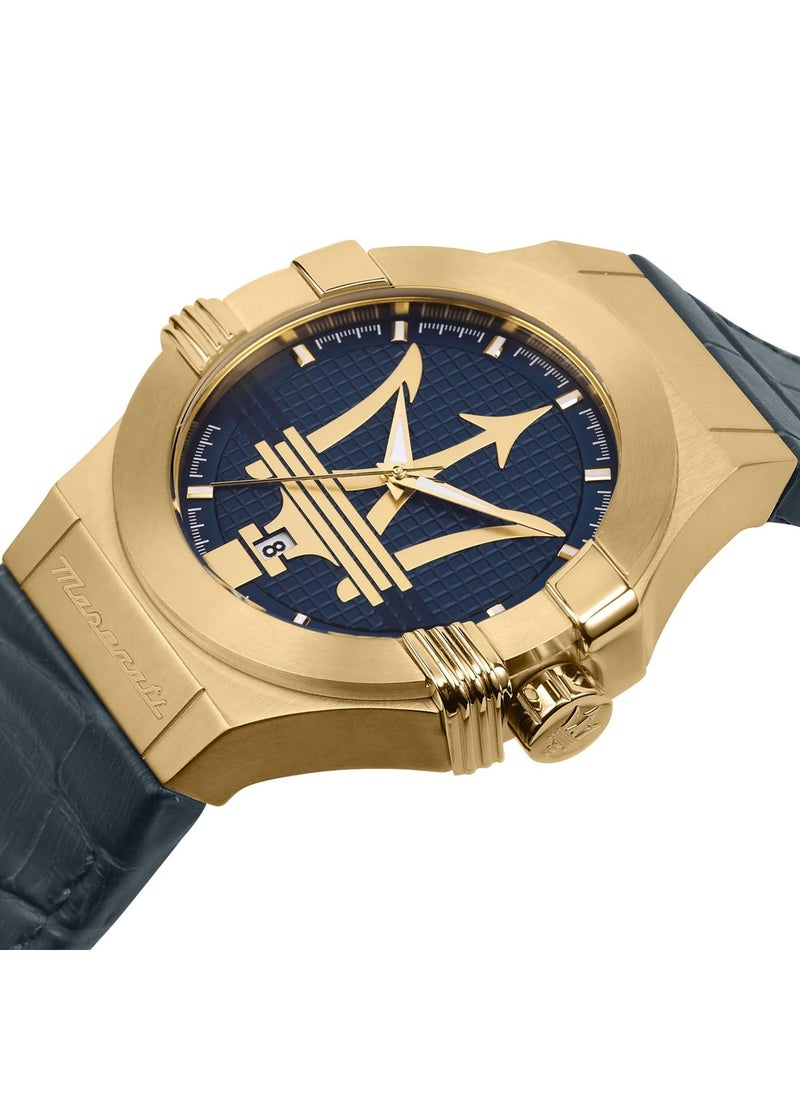Maserati - Potenza Men's Analog Quartz Navy Blue Leather Watch R8851108035 - 42mm - Image 1