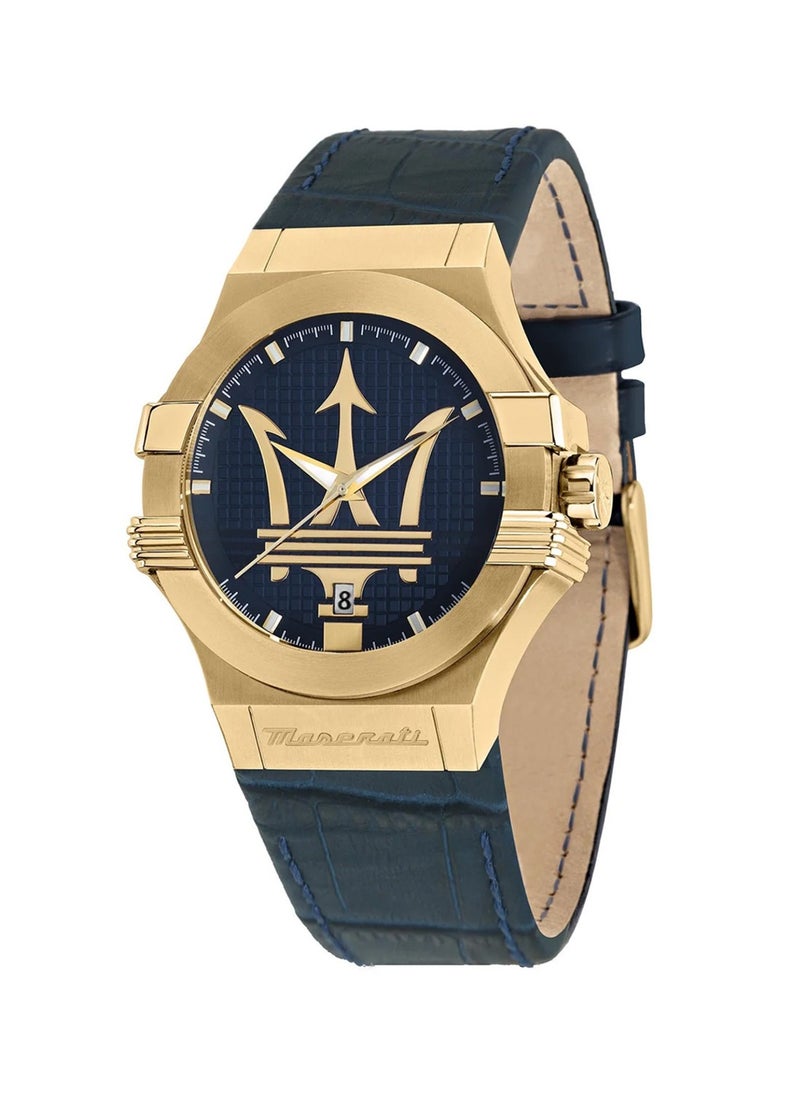 Maserati - Potenza Men's Analog Quartz Navy Blue Leather Watch R8851108035 - 42mm - Image 1