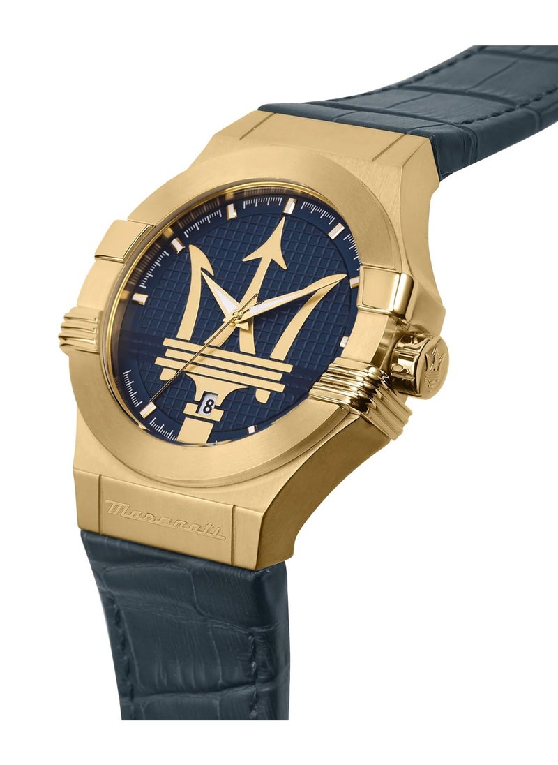 Maserati - Potenza Men's Analog Quartz Navy Blue Leather Watch R8851108035 - 42mm - Image 1