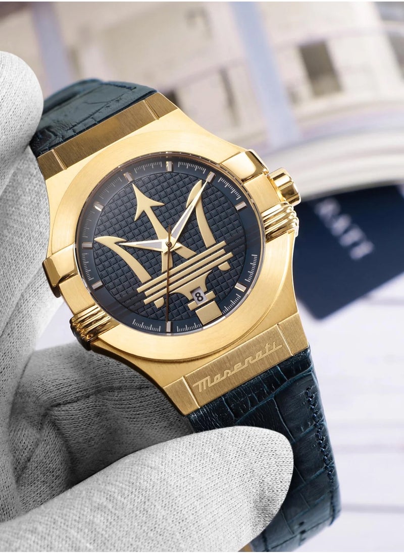 Maserati - Potenza Men's Analog Quartz Navy Blue Leather Watch R8851108035 - 42mm - Image 1