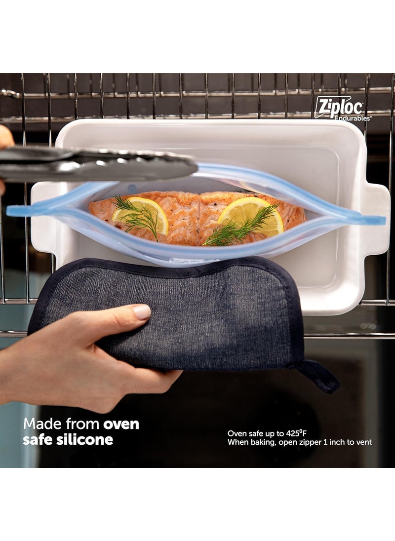Ziploc Ziploc Endurables Silicone Food Storage Meal Prep Containers Microwave Safe and EcoFriendly Medium Container 1 Count  - Image 4