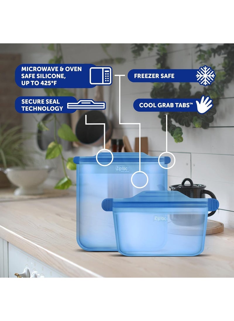 Ziploc Ziploc Endurables Silicone Food Storage Meal Prep Containers Microwave Safe and EcoFriendly Medium Container 1 Count  - Image 2