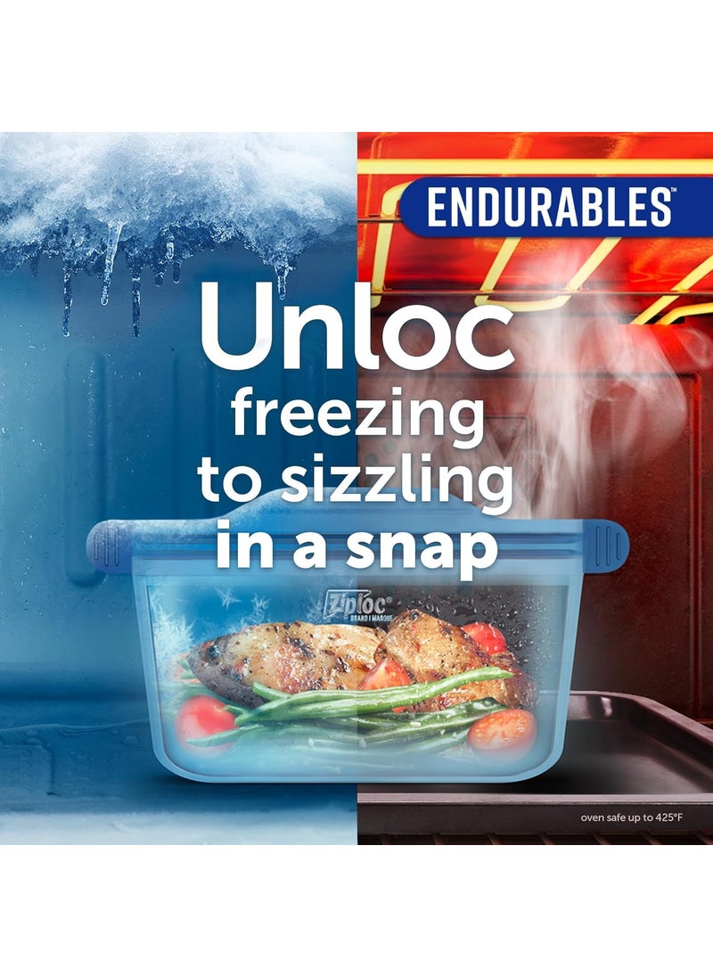 Ziploc Ziploc Endurables Silicone Food Storage Meal Prep Containers Microwave Safe and EcoFriendly Medium Container 1 Count  - Image 3