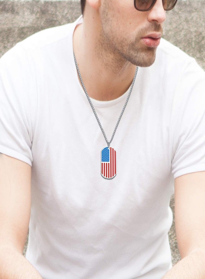 Cupimatch 2pcs American USA Flag Patriotic Cross Dog Tag Pendant Necklace Set Stainless Steel Stars and Stripes Necklace 22" Chain Jewelry - Image 5