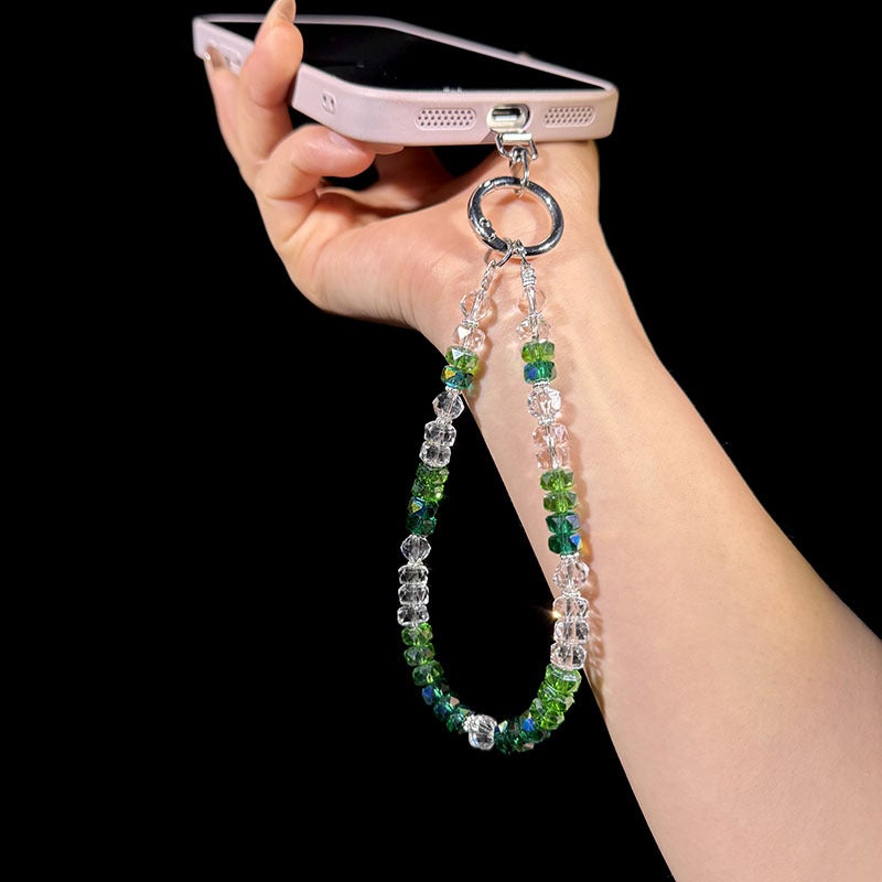Double-layer Wheel Crystal Mobile Phone Chain Advanced Sense Wrist Anti-lost Mobile Phone Lanyard DIY Beaded Bag Hanging Accessories - Image 1