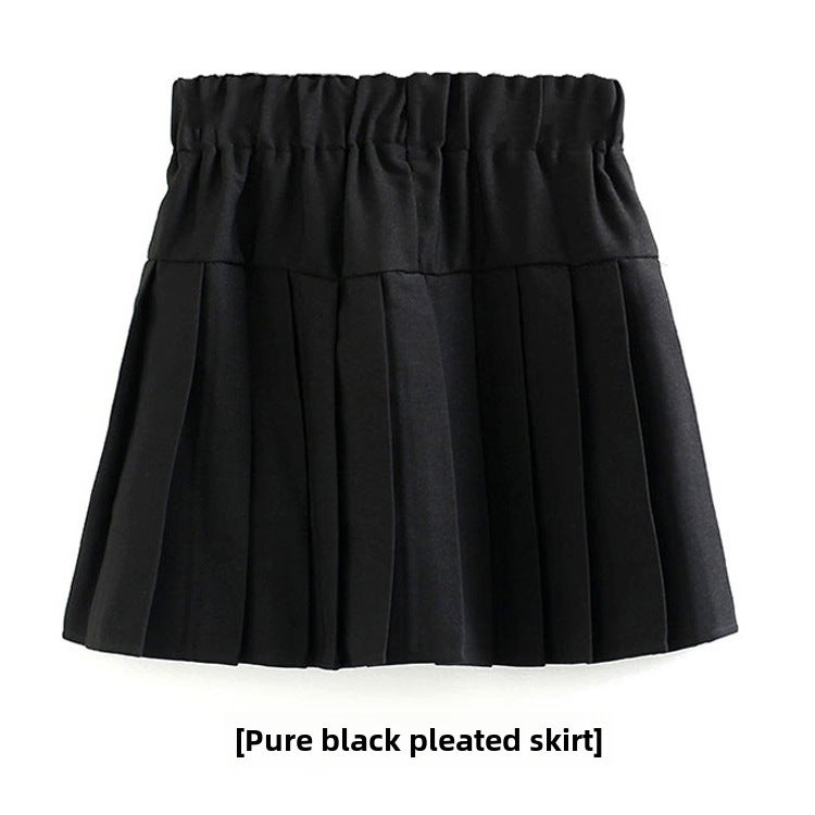 Girls Pleated Skirt Uniform Summer School Style Dark gray  - Image 3