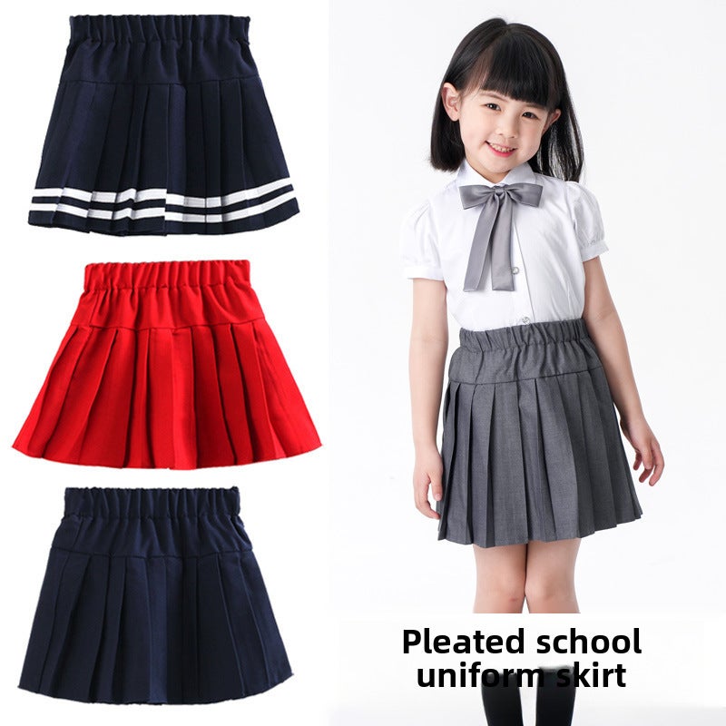 Girls Pleated Skirt Uniform Summer School Style Dark gray  - Image 5