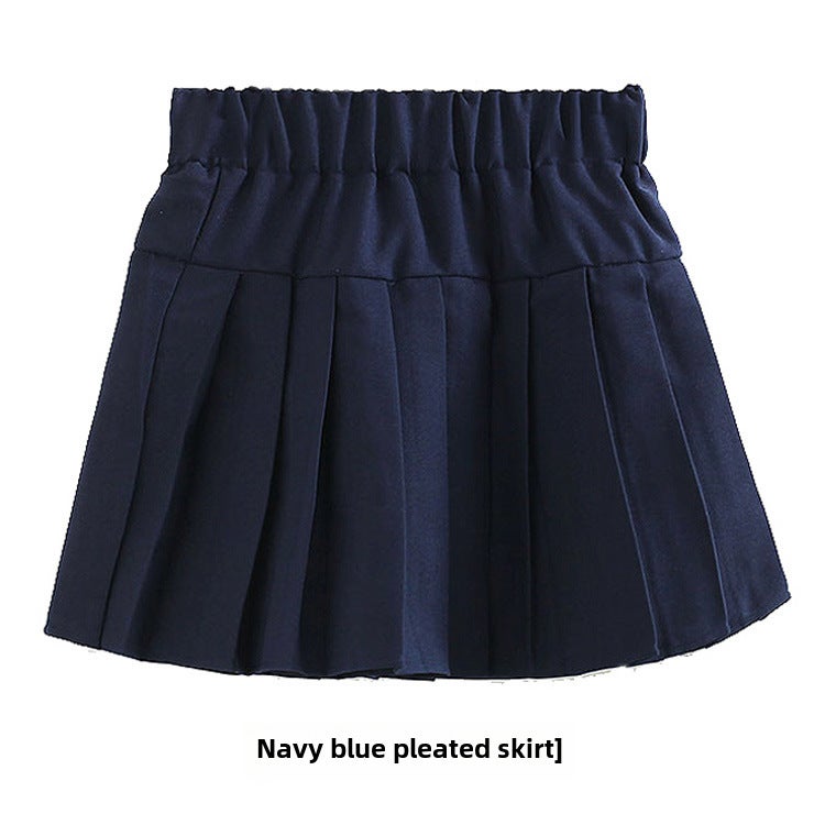 Girls Pleated Skirt Uniform Summer School Style Dark gray  - Image 2