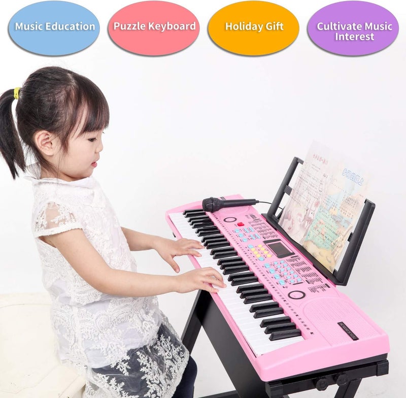 Hricane Piano Keyboard, 61 Keys Beginner Electronic Keyboard Portable Digital Music Keyboard, Early Education Music Instrument with Microphone & Music Sheet Stand - Image 2