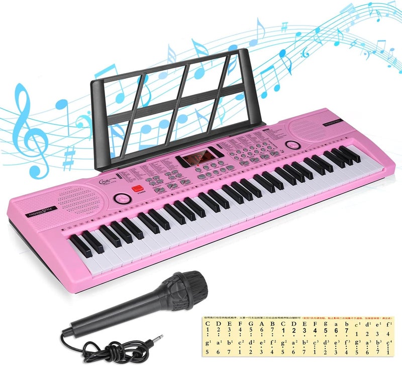 Hricane Piano Keyboard, 61 Keys Beginner Electronic Keyboard Portable Digital Music Keyboard, Early Education Music Instrument with Microphone & Music Sheet Stand - Image 1