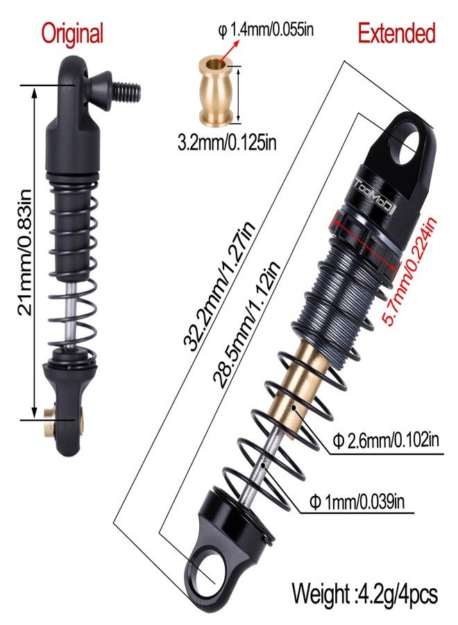 TOOMOD 28mm Aluminum RC Shocks Absorber for RC 1/30 Axial SCX30 Crawler Replace Upgrade(Black) - Image 3