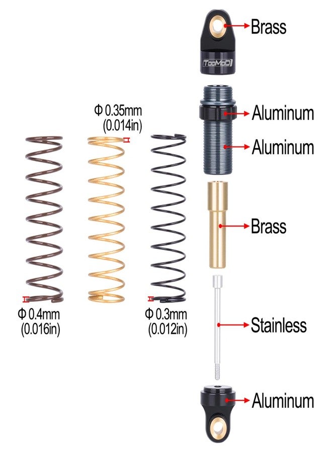 TOOMOD 28mm Aluminum RC Shocks Absorber for RC 1/30 Axial SCX30 Crawler Replace Upgrade(Black) - Image 2