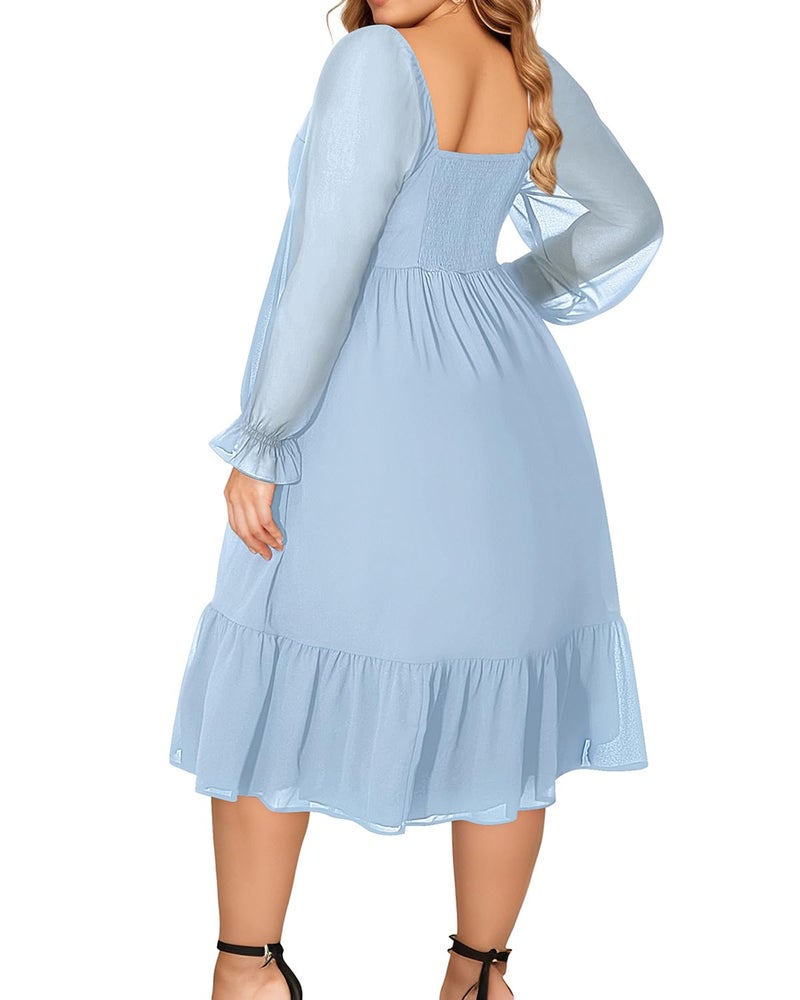 Talisea Plus Size Spring Dresses Easter Baby Shower Light Blue Church Curvy Wedding Guest Semi Formal Midi Bridesmaid - Image 5