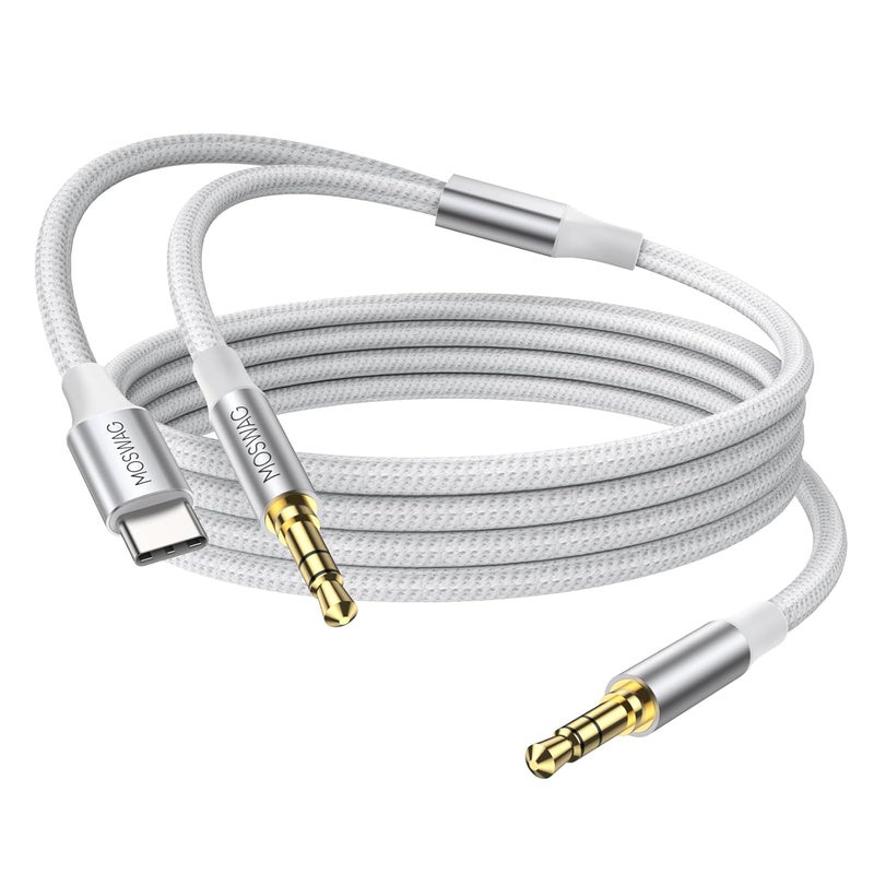 MOSWAG AUX Cable 3.28FT/1M Auxiliary Cable 3.5mm AUX Cord Male to Male Audio Stereo Cord Type C to 3.5mm Headphone Stereo Car Cord Compatible for Headphones,Car,Home Stereos,Speaker,Echo - Image 1