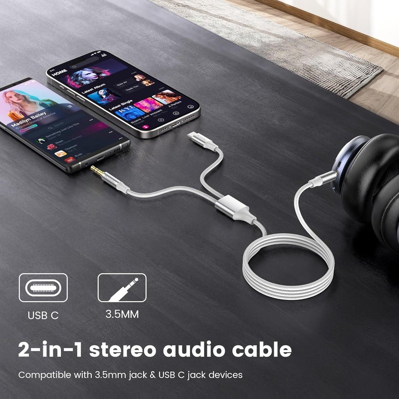 MOSWAG AUX Cable 3.28FT/1M Auxiliary Cable 3.5mm AUX Cord Male to Male Audio Stereo Cord Type C to 3.5mm Headphone Stereo Car Cord Compatible for Headphones,Car,Home Stereos,Speaker,Echo - Image 5