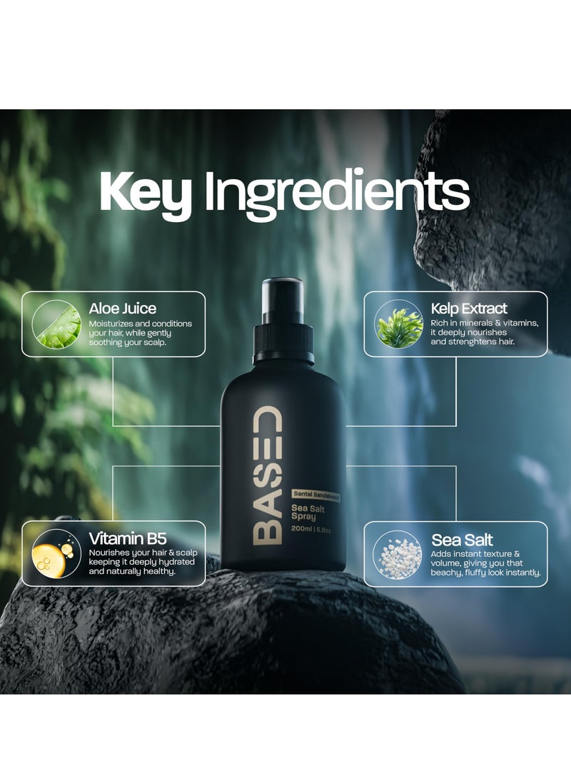 Based BODYWORKS Natural Sea Salt Spray - Enriched with Seaweed and Vitamin B5. Lightweight, Non - Greasy, Paraben - Free. Adds Volume and Texture to Your Hair - Image 2