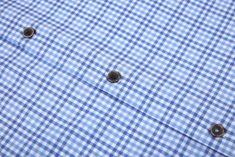 Alex Vando Mens Button Down Shirts Wrinkle Free 4-Way Stretch Print Business Casual Shirt,Blue Plaid,XXL - Image 4