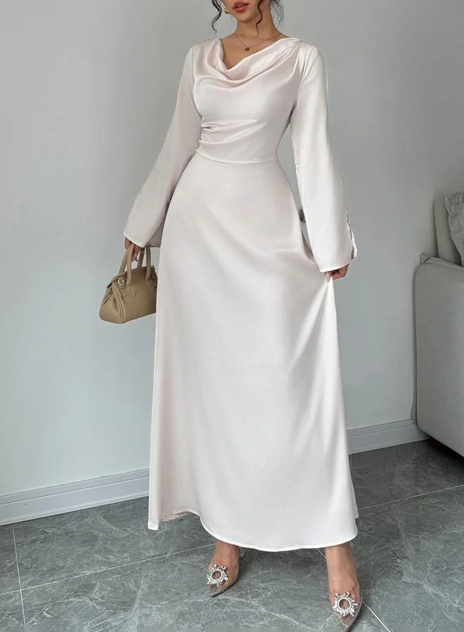 تايك تو Off White Cowl Neck Evening Maxi Dress