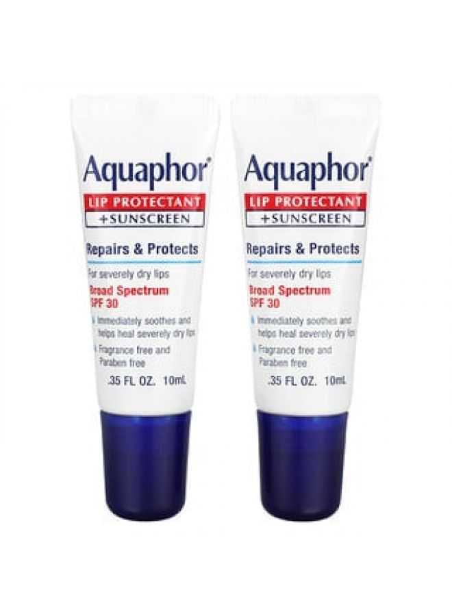 Aquaphor واقي الشفاه Aquaphor + واقي من الشمس SPF 30، أنبوبتان، 0.35 أونصة سائلة، 10 مل لكل منهما - Image 1
