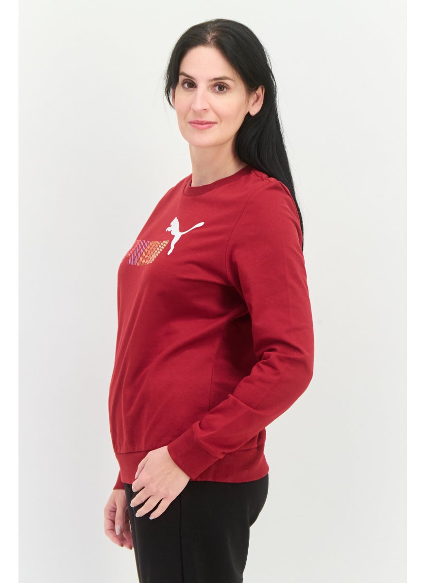 PUMA Women Sportswear Fit Long Sleeves Outdoors Sweatshirt, Maroon  - Image 2