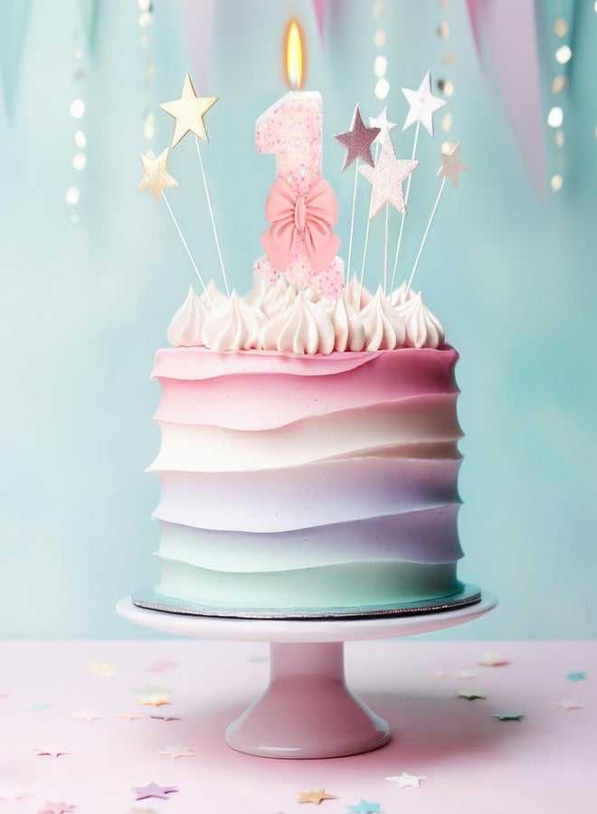 ElekFX Birthday Candle for Cake, 1 Candle - Pink Glitter with Bowknot, 2.76 inch Happy Birthday Candle, Cake Topper Decoration for 1 Year Old Birthday Party (Number 1) - Image 5