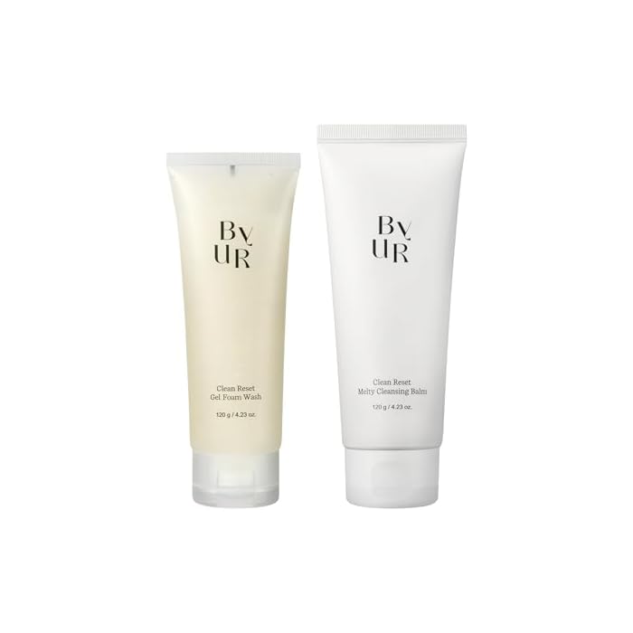 ByUR Cleansing Balm and Gel Foam Wash Cleanser - Facial Oil Based Makeup Remover & Deep Gentle Exfoliating Perlite Wash for Daily Clean Face Reset Natural Korean Skincare (4.2 oz each) - Set Bundle