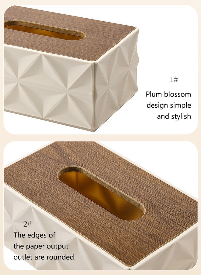 Tissue Paper Box,Decorative Paper Box,Modern, Elegant Classic Style Napkin Tissue Holder with Wood Lid Tabletop Decor for Living Room Dining Table Bathroom Vanity 22*13.5*10 cm - Image 4
