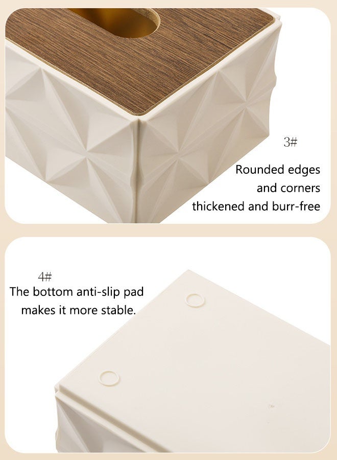 Tissue Paper Box,Decorative Paper Box,Modern, Elegant Classic Style Napkin Tissue Holder with Wood Lid Tabletop Decor for Living Room Dining Table Bathroom Vanity 22*13.5*10 cm - Image 5